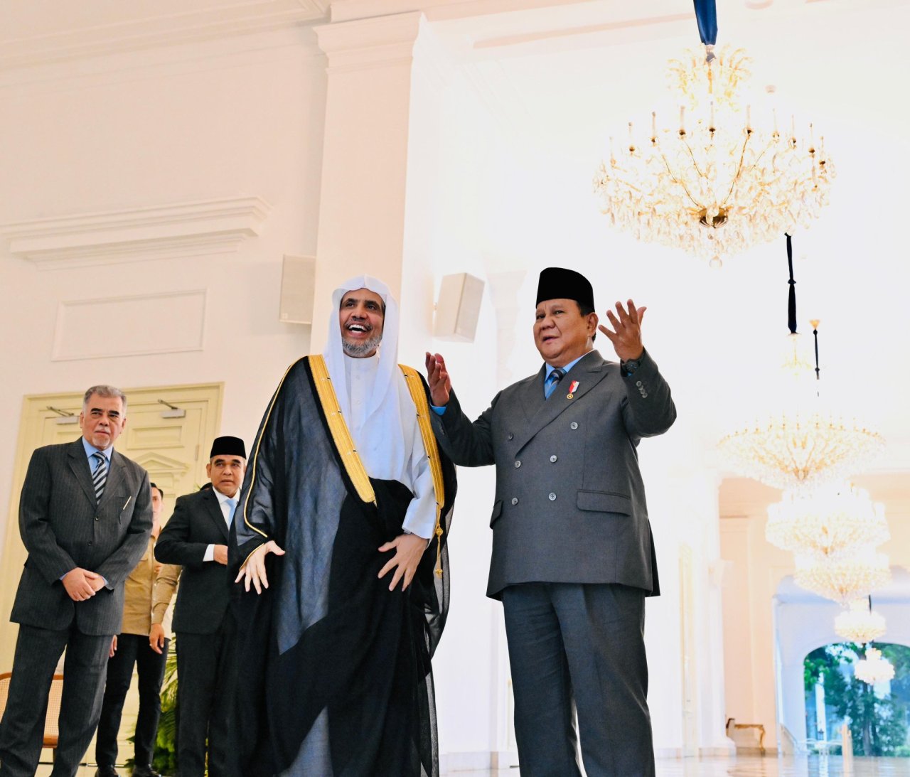H.E. Mr. Prabowo Subianto, President of the Republic of Indonesia, received H.E. Sheikh Dr. Mohammed Al-Issa, at the Presidential Palace in the Indonesian capital, Jakarta