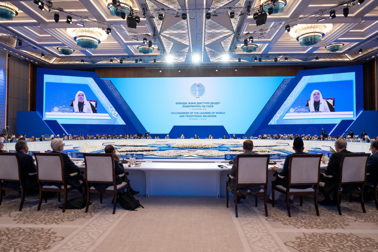 Yang Mulia Sekretaris Jenderal LMD, Syekh Dr. Mohammed Alissa , dalam pidatonya pada pembukaan &quot;KTT Agama Dunia&quot; di Republik Kazakhstan