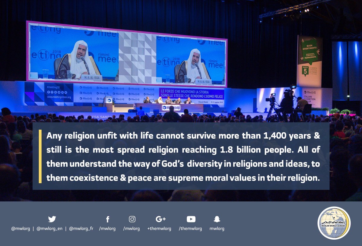 HE the MWL’s SG speaking about the Muslim World thru recommandation by the organizers of the largest world gathering in Rimini Italy