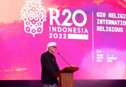 انڈونیشیا علماء کونسل کے رئیس عام شیخ مفتاح الاخیار R20 اجلاس کے افتتاح کے موقع پر: