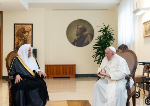 Pope Francis of the Vatican hosts Dr. Mohammad Al-Issa at his residence in the Vatican's Santa Marta.