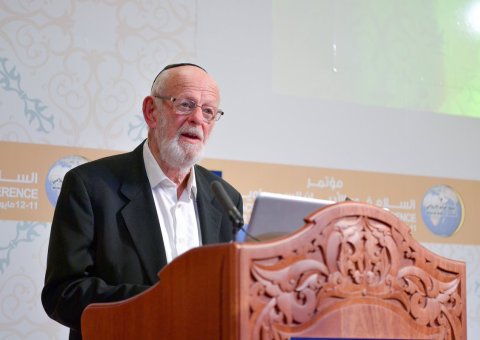 Prof. Rabbi Norman Solomon delivers a speech at the inaugural ceremony of the Conference on the Peace In The Revealed Religions organized by the MWL in Oxford, UK.