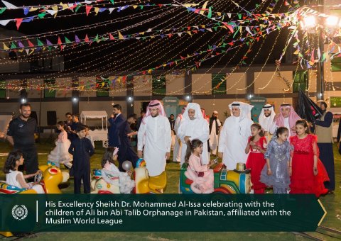 Photos from the visit of His Excellency Sheikh Dr. Mohammed Al-Issa, Secretary-General of the Muslim World League, to the children of Ali bin Abi Talib Orphanage in Pakistan, which serves more than 4,600 orphans: