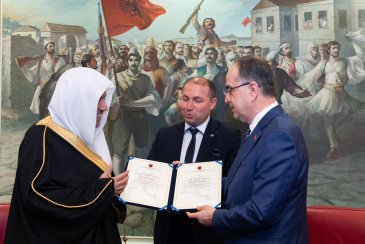 His Excellency Mr. Bajram Begaj, President of the Republic of Albania, awarded His Excellency Sheikh Dr. Mohammed Alissa, Secretary-General of the Muslim World League and Chairman of the Organization of Muslim Scholars