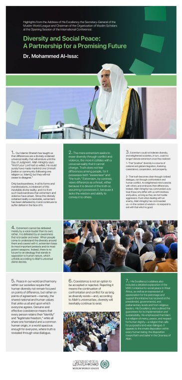 Highlights from the remarks of H.E. Sheikh Dr. Mohammed Al-Issa , the Secretary-General, during the launch of the MWL’s Initiative for Social Peace in West Africa in the Nigerian capital, Abuja