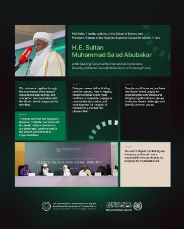 Highlights from the address of H.E. Sultan of Sokoto and President-General of the Nigerian Supreme Council for Islamic Affairs, during the launch of the Muslim World League's Social Peace Initiative in West Africa
