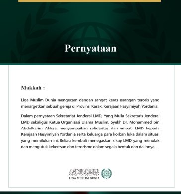 Liga Muslim Dunia Mengutuk Serangan Teroris yang Menargetkan Sebuah Gereja di Yordania