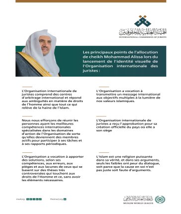 Les principaux points de l’allocution de cheikh Mohammad Alissa lors du lancement de l'identité visuelle de l'Organisation internationale des juristes :