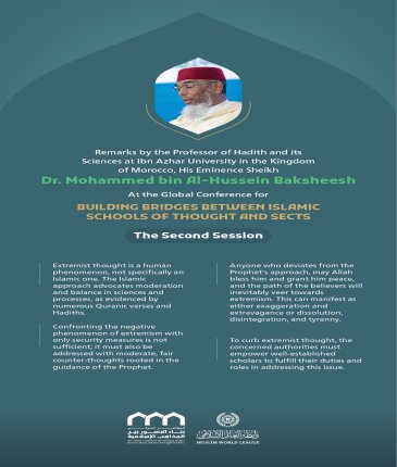Remarks by His Eminence Sheikh Dr. Mohammed bin Al-‎Hussein Baksheesh, the Professor of Hadith and its Sciences at Ibn Azhar University in the Kingdom of Morocco, at the Global Conference for Building Bridges between Islamic Schools of Thought and Sects.