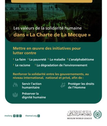 Les valeurs de la solidarité humaine dans la Charte de La Mecque au service de l’action humanitaire et la préservation de la dignité humaine.