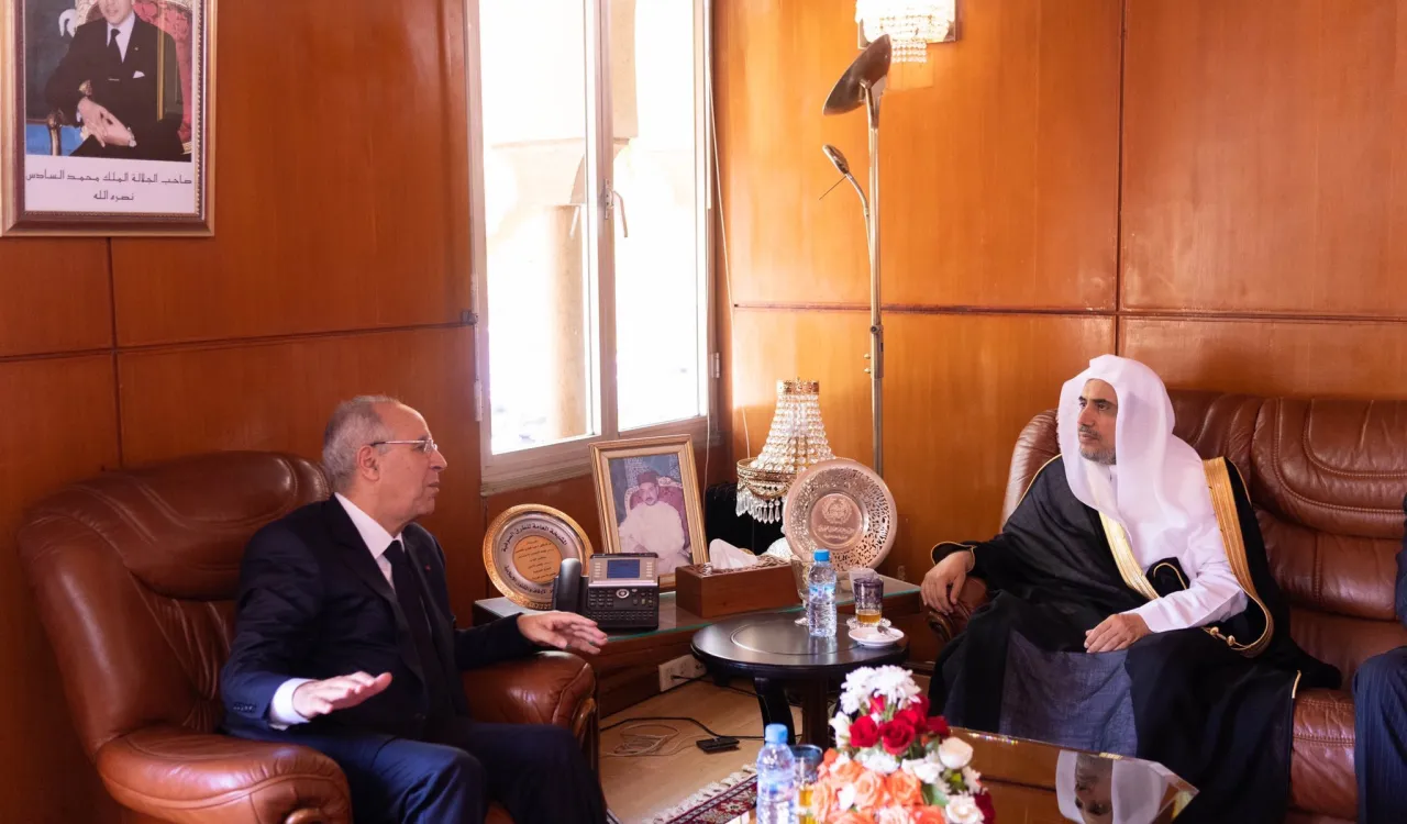 مراکش کے وزیر اوقاف ومذہبی امور محترم ڈاکٹر احمد توفیق رباط میں شیخ ڈاکٹر محمد العیسی سے ملاقات کررہے ہیں۔