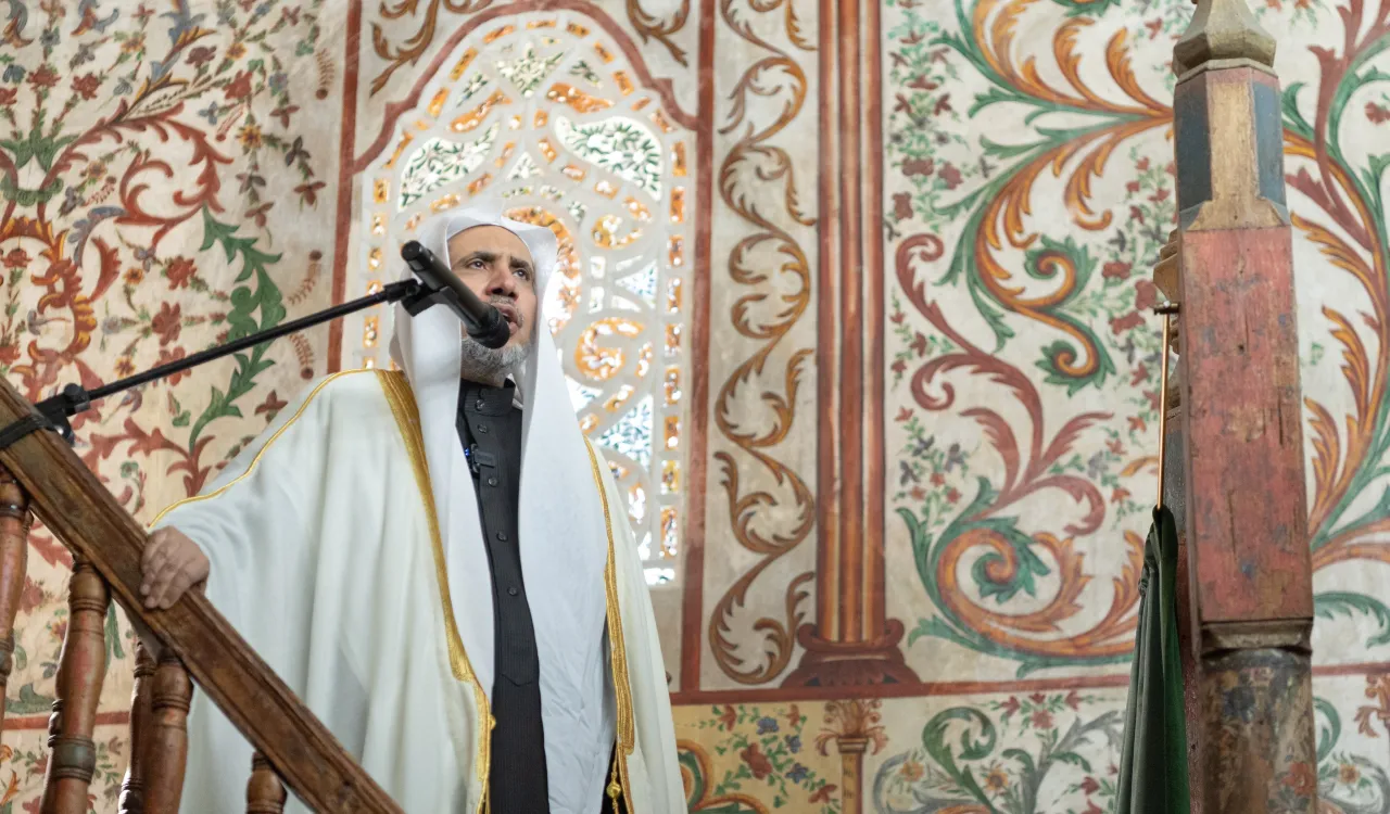 from the pulpit of the grand historical mosque in Tirana, Albania, His Excellency Sheikh Dr. Mohammed Alissa, Secretary-General of the MWL and Chairman of the Organization of Muslim Scholars delivers today's Friday sermon on the 6th of Sha'ban