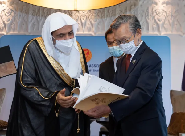The Speaker of Parliament and the former PM of the Kingdom of Thailand, Mr. Chuan Leekpai, received H.E. Dr. Mohammad Alissa