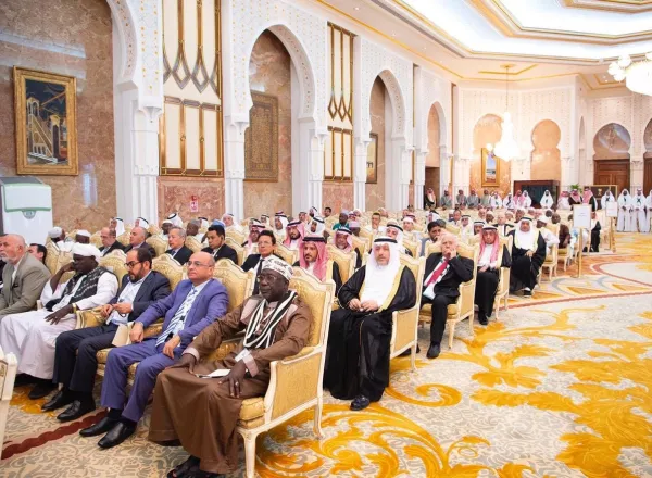 ‏ضيوف ⁧رابطة العالم الإسلامي⁩ يتشرفون بحضور حفل الاستقبال السنوي الذي أقامه ⁧خادم الحرمين الشريفين⁩ لأصحاب الفخامة والدولة وكبار الشخصيات الإسلامية