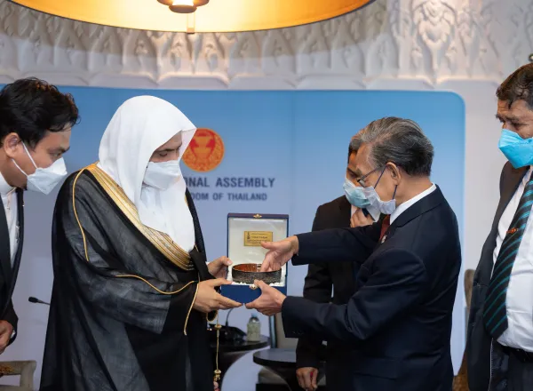 The Speaker of Parliament and the former PM of the Kingdom of Thailand, Mr. Chuan Leekpai, received H.E. Dr. Mohammad Alissa