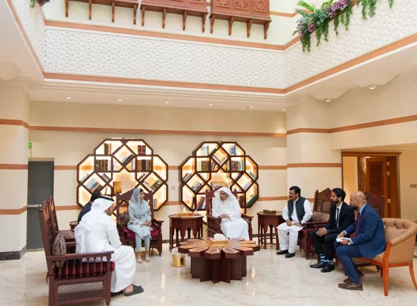 His Excellency Sheikh Dr. Mohammad Al-Issa meets with the youngest Nobel Prize laureate, Malala Yousafzai. 