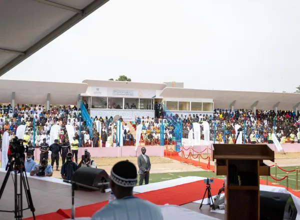 dan di bawah naungan Yang Mulia Presiden Guinea-Bissau: Yang Mulia Sekretaris Jenderal LMD,Syekh Dr.Mohammed Alissa , meresmikan kompetisi "Tijan An-Nur Al-Qur'aniyah" yang diselenggarakan oleh Liga Muslim Dunia di tingkat Republik