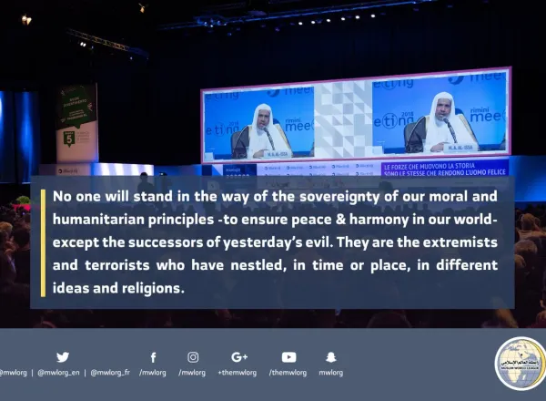 HE the MWL’s SG speaking about the Muslim World thru recommandation by the organizers of the largest world gathering in Rimini Italy