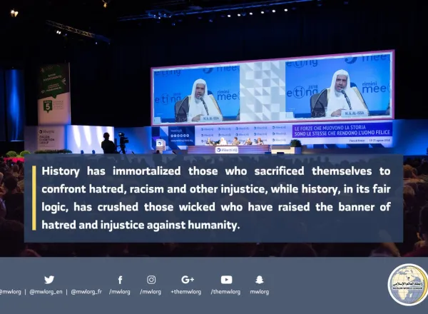HE the MWL’s SG speaking about the Muslim World thru recommandation by the organizers of the largest world gathering in Rimini Italy
