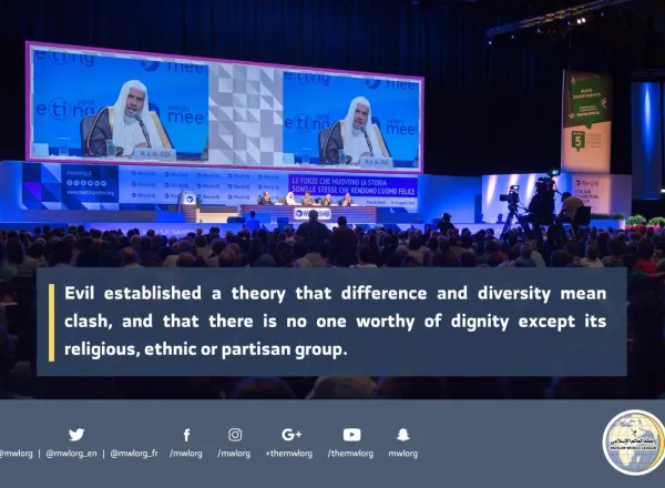 HE the MWL’s SG speaking about the Muslim World thru recommandation by the organizers of the largest world gathering in Rimini Italy
