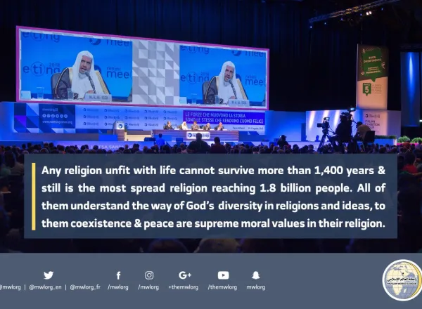 HE the MWL’s SG speaking about the Muslim World thru recommandation by the organizers of the largest world gathering in Rimini Italy