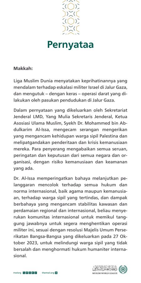 Pernyataan dari Liga Muslim Dunia:
