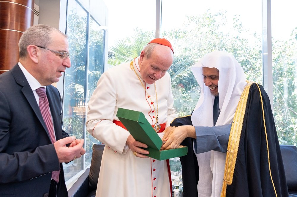 On a visit announced by the Vatican, Dr. Al-Issa receives the archbishop of Vienna in Riyadh at the MWL's headquarters